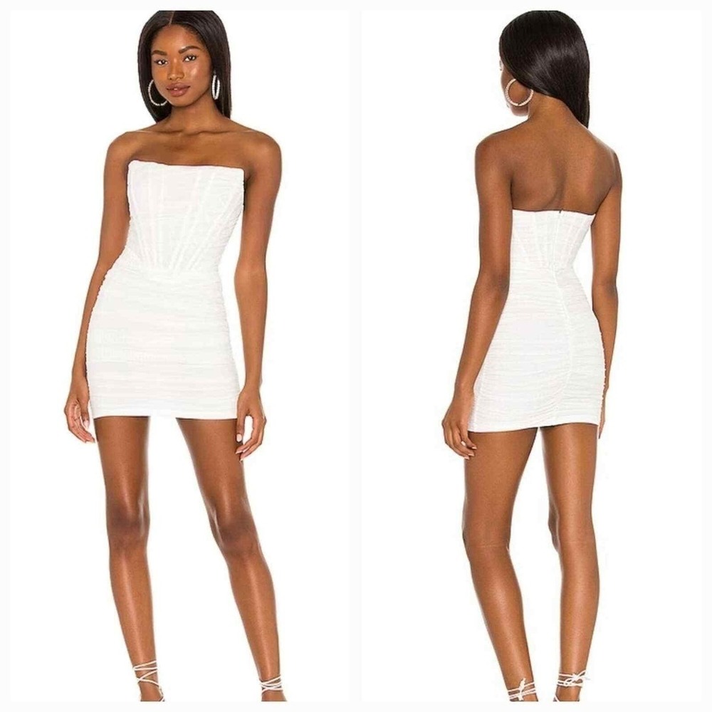 Superdown Revolve‎ Sonya White Bustier Corset Mesh Strapless Mini Dress Small